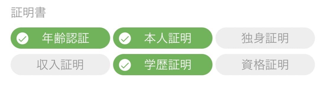 ユーブライドの証明書提出済み画面