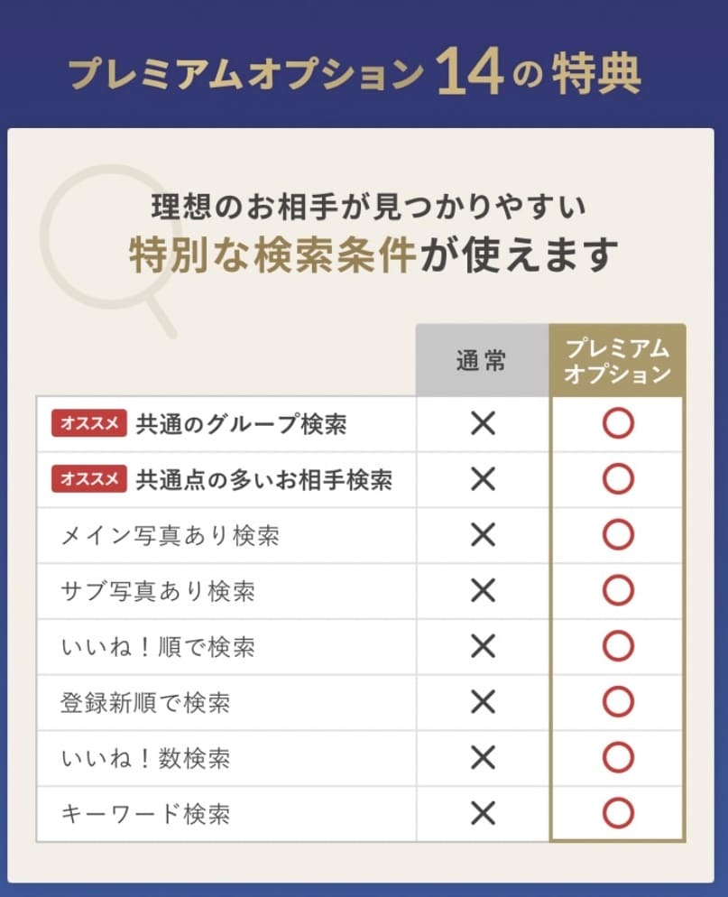 マリッシュのプレミアムオプション14の特典