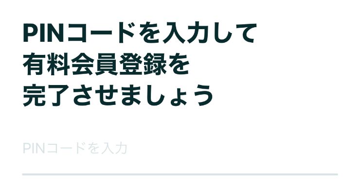 Pairsプリペイドカード決済の場合5 実際にマッチアップ編集部が利用しているペアーズのPINコードを入力して有料会員登録を完了させる画面