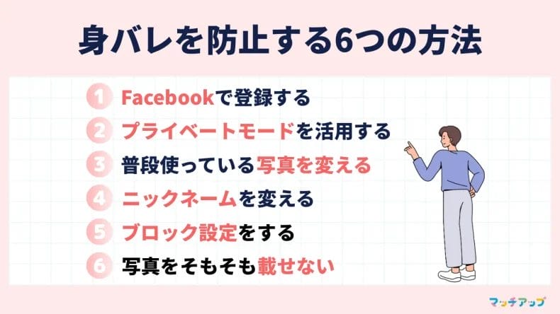 ペアーズ(Pairs)で身バレを防止する6つの方法