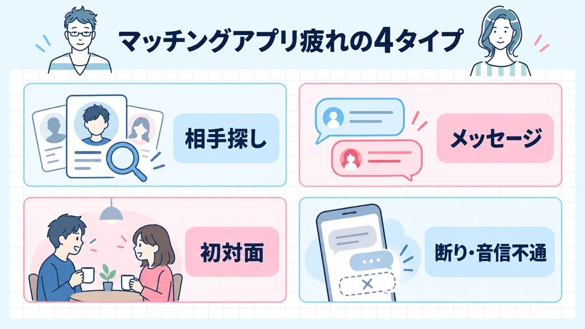 マッチングアプリ疲れの4タイプ